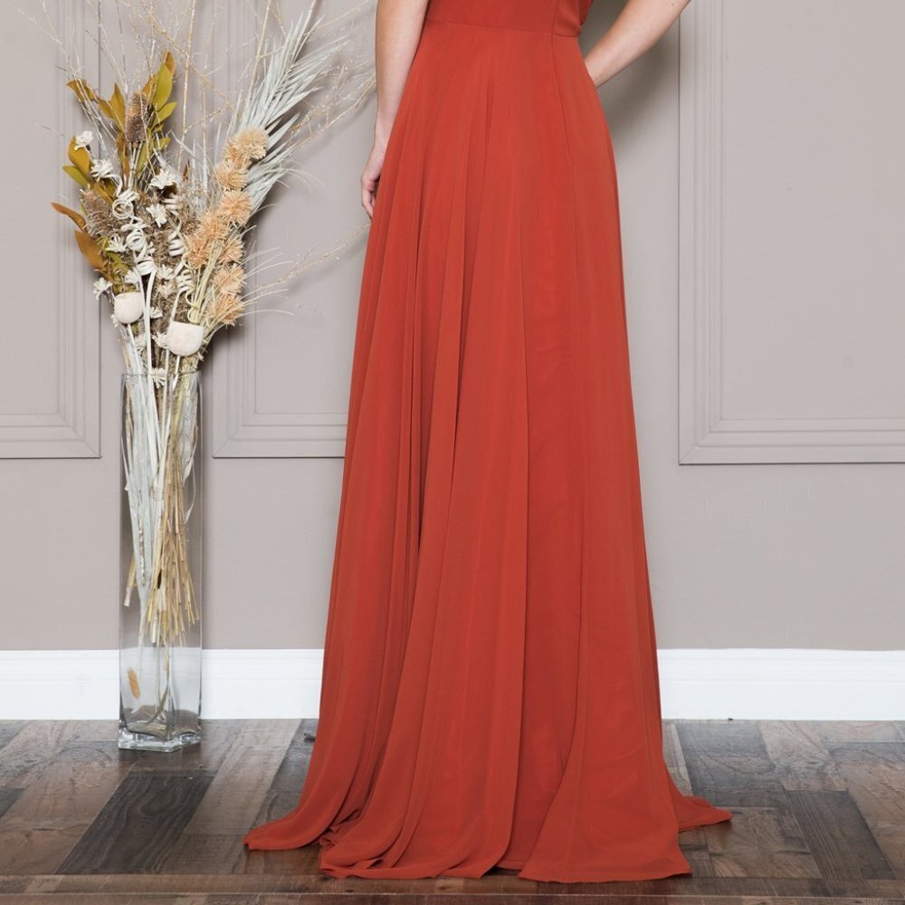 NEW LONG OFF THE SHOULDER SLEEVELESS A-LINE CHIFFON GOWN WITH ZIPPER 477 - Picture 6 of 9